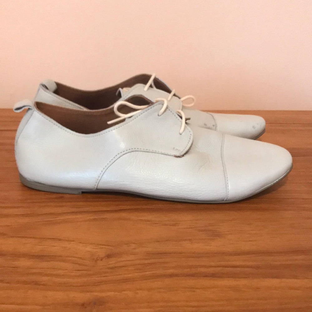 Pale Grey Cooperative leather oxfords 2 scuff marks